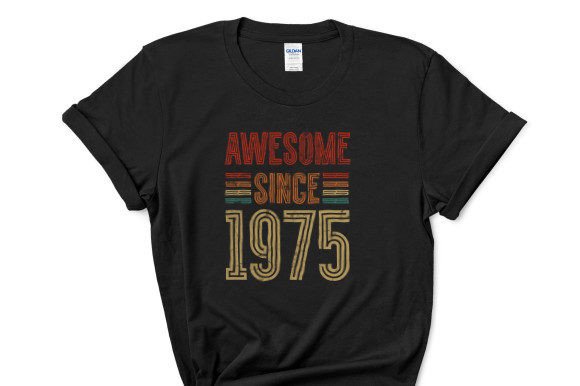 Awesome Since 1975: A Retro-Inspired Graphic for T-Shirt Designs and Lifestyle Branding